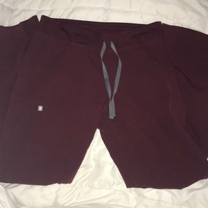 Figs burgundy scrub bottoms